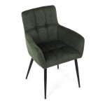 Židle jídelní, zelená látka, černý kov
