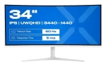 34" Japannext JN-IPS340UWQHD60C-C65W-HS-W / Monitor / IPS / UWQHD 3440x1440 / Curved 3800R / 60Hz / USB-C+HDMI+DP (JN-IPS340UWQHD60C-C65W-HS-W)