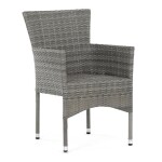 Židle zahradní, šedý umělý ratan, kov, stohovatelná.