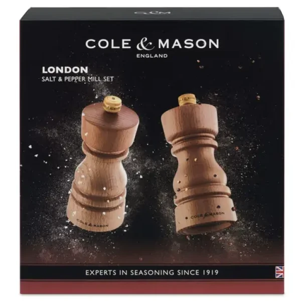 ColeMason London Natural Beech / Sada mlýnků na sůl a pepř / bukové dřevo / 13 cm (H233005)