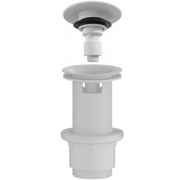 CERANO Umyvadlová výpusť - 5/4“ click-clack s přepadem - neuzavíratelná - plast - 67/82mm - bílá matná