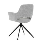 Židle jídelní, šedá látka, 360° vratný mechanismus, černý kov
