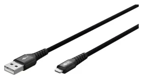 Goobay Lightning - USB-A textilní kabel černá / Datový kabel / Kovové konektory / 2 m (74504)
