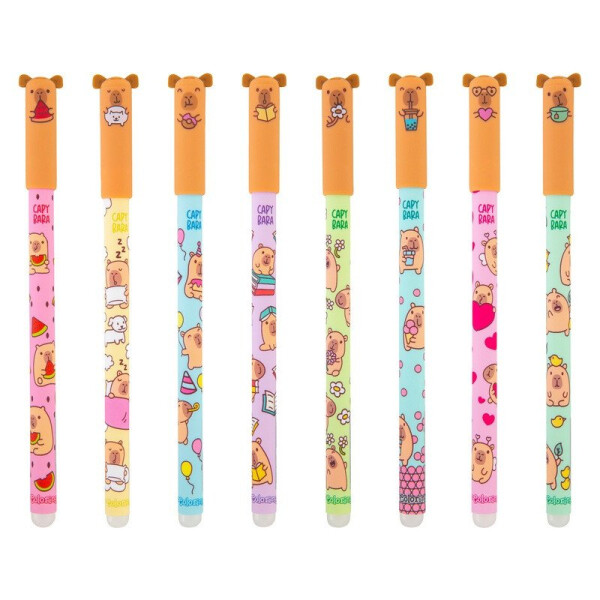 Gumovatelné pero Kapybara, s víčkem, modrá náplň