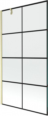 MEXEN/S - Next vanová zástěna FIX 100 x 150, černá vzor, zlatá kartáčovaná 895-100-000-00-77-55