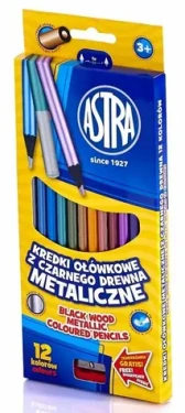 ASTRA Pastelky metalické 12ks s ořezávátkem (26196)