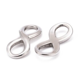 Spojovací mezidíl z nerezové oceli - velký - nekonečno - platinový - 39 x 17 x 3 mm - 1 ks