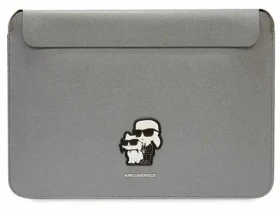 Karl Lagerfeld Saffiano Karl Choupette stříbrná / Pouzdro na laptop / 16" (KLCS16SAKCPMG)