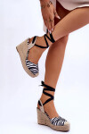 Vázané Sandály Na Vysokém Klínu černé A Bílé Lendy 38