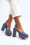 Džínové sandály na podpatku modré Acrana 41