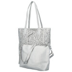 Módní dámský koženkový set kabelek Safira, stříbrný