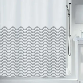 SPIRELLA Sprchový závěs TRENTO bílý / motiv vlny / 180 x 200 cm / polyester