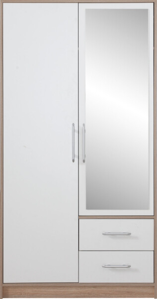Šatní skříň Smart SR3 Varianta: Se zrcadlem, Barva korpusu + barva dveří: Dub sonoma + Bílá