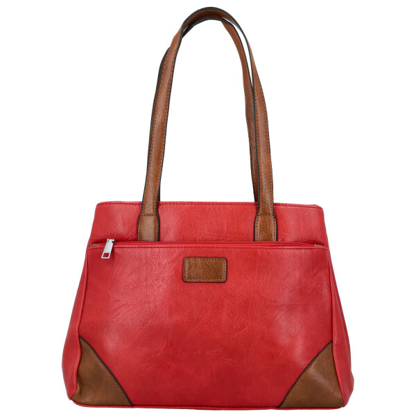 Trendy dámská koženková kabelka na rameno Remiga, červená