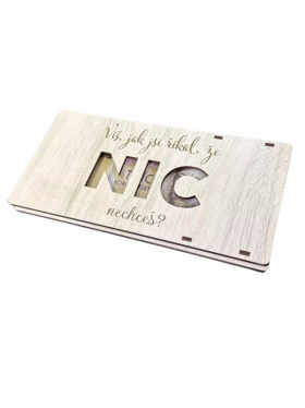 Dřevěná krabička na peníze 20x10cm žíhaná Víš jak si říkal