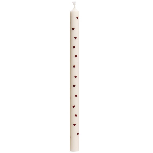 Ib Laursen Svíčka Brown Hearts 20 cm, hnědá barva, vosk