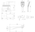 CERSANIT - Sada B734: podomítková vanová baterie + sprchová sada s napojením + výtok LARGA, černá VIR S952-044