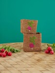 Rice Úložný košík Raffia Square Tea Radish - set 2 ks, růžová barva, hnědá barva