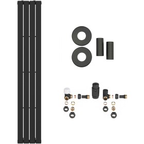 CERANO Koupelnový radiátorový set Arlen - ústřední vytápění - boční připojení - 558W - černá matná - 1800x300 mm