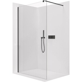 CERANO Sprchová zástěna Walk-in Onyx Round L/P - 8 mm - kulatá vzpěra - černá matná, transparentní sklo - 160x200 cm