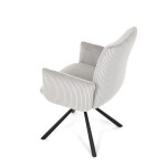 Židle jídelní, krémová manšestrová látka, 360° vratný mechanismus, černý kov