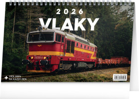 Stolní kalendář 2026 NOTIQUE - Vlaky, 23,1 x 14,5 cm