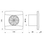 CATA - UC-12 T koupelnový ventilátor axiální s časovačem, 12W, potrubí 120, černá 01302000