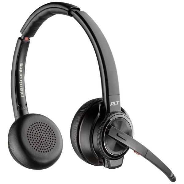 HP Poly Savi 8220 UC DECT Headset otevřená (On Ear) DECT, Bluetooth® stereo černá Potlačení hluku headset, regulace hlasitosti, Vypnutí zvuku mikrofonu Počítače