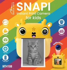 MED SNAPI MT4108 žlutá / Dětský fotoaparát s tiskárnou / 8 MPx / microSD / USB-C (MT4108)