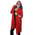 HOSH Dámský kardigan ve střední délce Velikost: UNI, Barva: Vínová