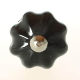 La finesse Porcelánová úchytka Black Flower, černá barva, porcelán 30 mm