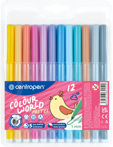 Dětské fixy Centropen Colour World Pastel 7550 sada 12ks