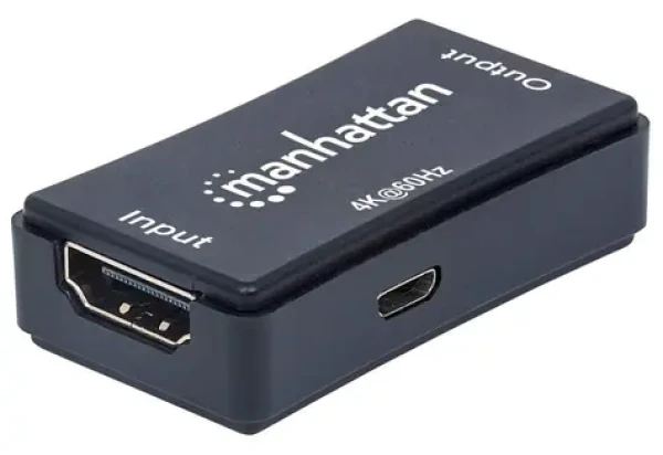 Manhattan HDMI Repeater černý / HDMI repeater / 4K 60Hz / dosah 40 m / HDCP (207621)