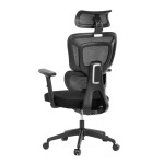 Kancelářská židle, černá síťovina, posuvný opěrák, plastový kříž, kolečka na tvrdé povrchy