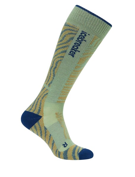 Pánské merino lyžařské ponožky ICEBREAKER Mens Ski+ Medium OTC Mountain Contour, Seaglass/Atlantis/Trail velikost: 44,5-46,5 (L)