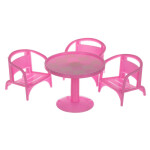 Třípatrový domeček pro panenky s balkonem - panenka + 22 kusů nábytku