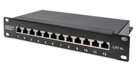 Digitus DN-91612S-EA / Patch panel / 10" / 12x RJ-45 / Cat.6a stíněný / 1U / černá (DN-91612S-EA)