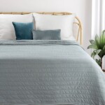 DumDekorace Prošívaný přehoz na postel s lněnou strukturou – kovově modrý Šířka: 170 cm | Délka: 210 cm