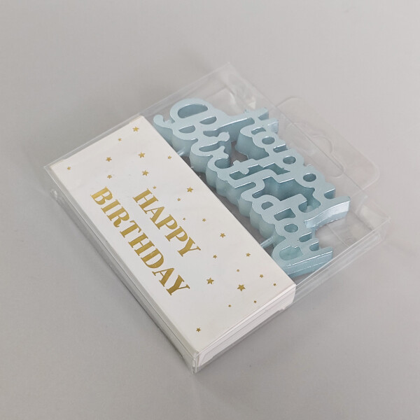 Dortové svíčky Happy Birthday modré