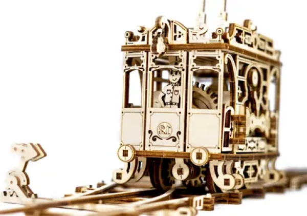 WOODEN CITY 3D Dřevěné puzzle Tramvaj s kolejemi