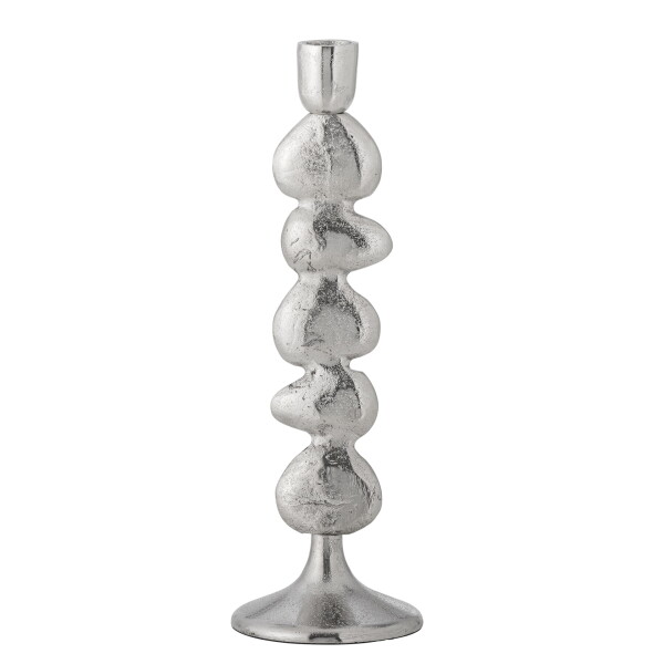 Bloomingville Kovový svícen Metina Silver 28,5 cm, stříbrná barva, kov
