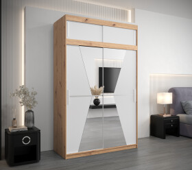 Šatní skříň Abi Ma s nástavcem Barva korpusu: Dub artisan, Rozměry: 150 cm, Dveře: Bílá