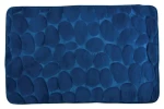 MSV PEBBLES koupelnová předložka 40 x 60 cm tmavě modrá / polyester, PU pěna / protiskluzová