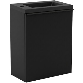 CERANO - Umyvadlová skříňka pro WC Zola - černá matná + umyvadlo z lit. mramoru - černá matná - 40x55x23,5 CER-999996