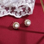 Náušnice s perlou a opálem Christelle - mléčný opál, Zlatá