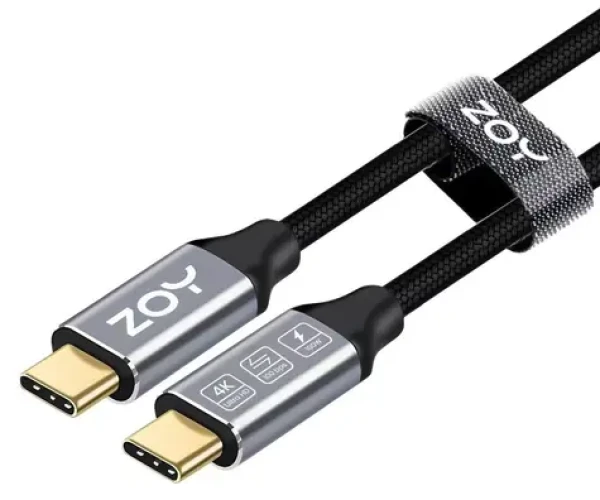 ZOY ZCCC2 2m černo-stříbrná / USB kabel / USB-C (M) - USB-C (M) (ZCCC2)