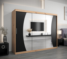 Šatní skříň Abi W0 Barva korpusu: Dub artisan, Rozměry: 250 cm, Dveře: Černá