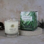 The English Soap Company candle Nordic Pine 170ml - The English Soap Company Vonná sojová svíčka Nordic Pine 170 ml, zelená barva, sklo, papír, vosk