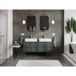 MEXEN/S - Rivel koupelnová skříňka pod umyvadlo 140 cm s deskou, 2 zásuvky, reliéf , grafit mat 91A20-14047-2-BFFC66
