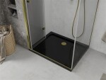 MEXEN/S - Lima sprchový kout zalamovací dveře 100 x 80, transparent, zlatý + Flat černá vanička se sifonem 856-100-080-50-00-4070G